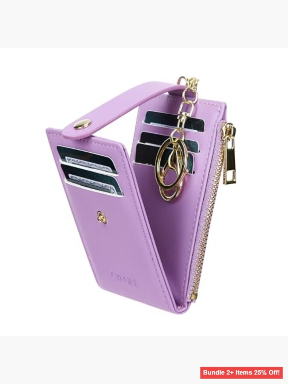 Slim RFID Blocking Card Holder Wallet with Keychain Front Pocket - Picture 2 of 7